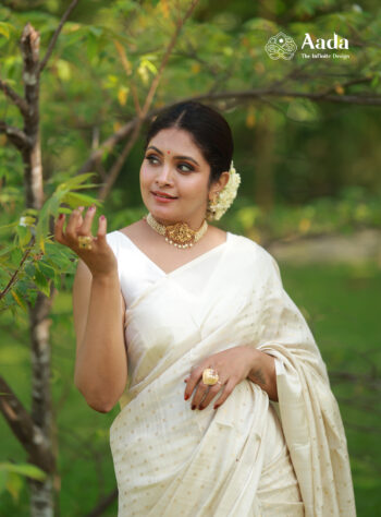 Staple Tussar Silk Saree with Running Blouse Piece | Premium Onam Collection